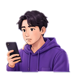 スマホを持って悩む男性