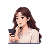 スマホを持って悩む女性