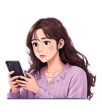 スマホを見て悩む女性