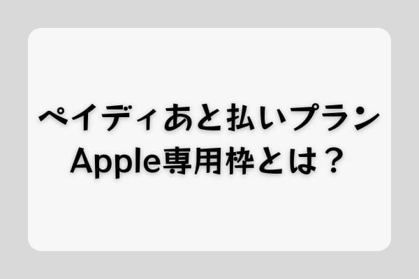 ペイディあと払いプランApple専用枠とは？