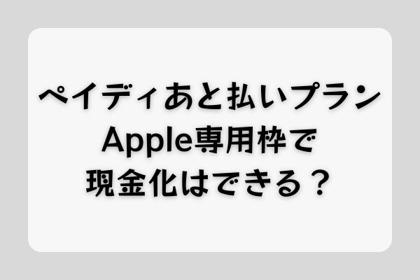 ペイディあと払いプランApple専用枠で現金化はできる？